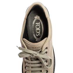 Pre Owned Tod's Grey Nubuck Low Top Lace Sneakers Size 37.5
