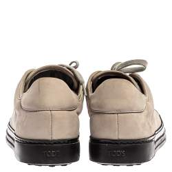 Pre Owned Tod's Grey Nubuck Low Top Lace Sneakers Size 37.5