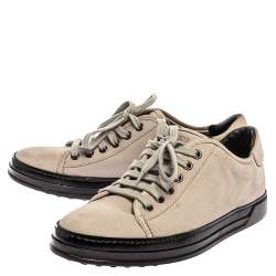 Pre Owned Tod's Grey Nubuck Low Top Lace Sneakers Size 37.5