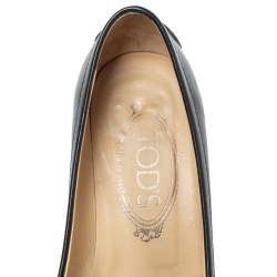  Tod's Black Leather Pointed Toe Penny Loafer Pumps Size 36