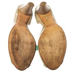 Pre Owned حذاء كعب عالى تودز مقدمة مفتوحة دورسيه جلد لامع رمادى مقاس 38