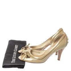 Pre Owned حذاء كعب عالى تودز مقدمة مفتوحة دورسيه جلد لامع رمادى مقاس 38