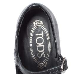 Pre Owned Tod's Black Patent Leather Mary Jane Block Heel Platform Pumps Size 35