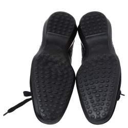 Tod's Black Leather, Suede and Python Trim Lace Low Top Sneakers Size 36