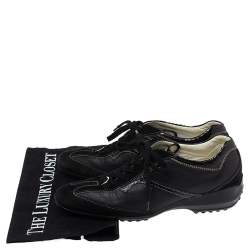 Tod's Black Leather, Suede and Python Trim Lace Low Top Sneakers Size 36