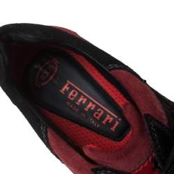 Tod's Black/Red Suede And Fabric Velcro Strap Sneakers Size 40.5