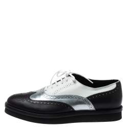 مملوكة مسبقًا Tod's Tri Color Brogue Leather Lace Up Oxfords Size 38.5
