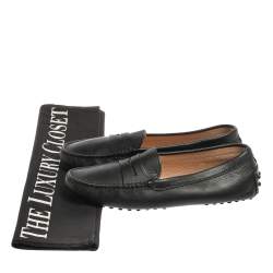 Tod's Black Leather Penny Loafers Size 36