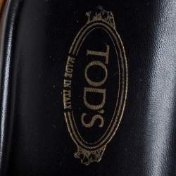 مملوكة مسبقًا Tod's Black Perforated Leather Buckled Platform Sandals Size 38.5