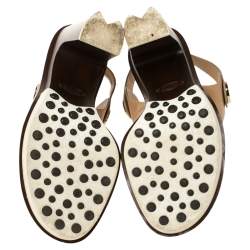 مملوكة مسبقًا Tod's Beige Leather Block Heel Sandals Size 37.5