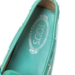 Tod's Pale Green Patent Leather  New Gommini Loafers Size 36.5