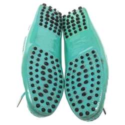 Tod's Pale Green Patent Leather  New Gommini Loafers Size 36.5