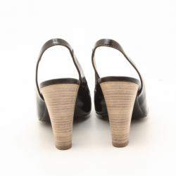 Pre Owned Tod's Black Leather Slingback Pumps Size 38