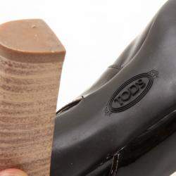 Pre Owned Tod's Black Leather Slingback Pumps Size 38