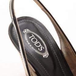 Pre Owned Tod's Black Leather Slingback Pumps Size 38