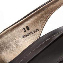 Pre Owned Tod's Black Leather Slingback Pumps Size 38