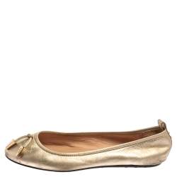 مملوكة مسبقًا حذاء فلات باليه تودز مرصع جلد ذهبى مقاس 35.5
