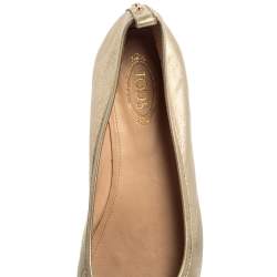 مملوكة مسبقًا حذاء فلات باليه تودز مرصع جلد ذهبى مقاس 35.5