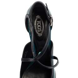 Tod's Blue Patent Leather Ankle Strap Platform Pumps Size 39.5