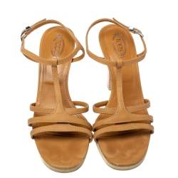 Tod's Tan Leather Strappy Platform Sandals Size 40