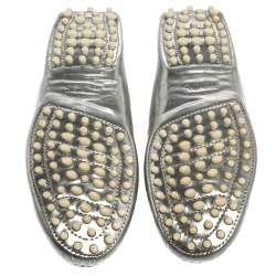 Tod's Silver/White Patent and Leather Logo Buckle Loafers Size 36