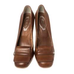 Tod's Brown Leather Loafers Pumps Size 40.5