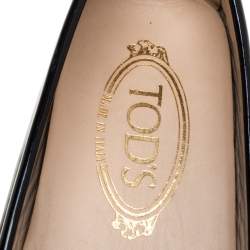 Pre Owned Tod's Black Patent Leather Fringe Detail Loafers Size 37
