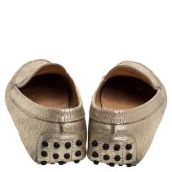 Tod's Metallic Gold Leather Penny Loafers Size 35.5