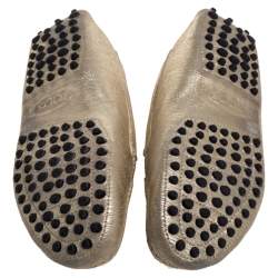 Tod's Metallic Gold Leather Penny Loafers Size 35.5