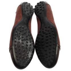 Tod's Two Tone Brown Suede and Patent Leather Cap Toe Ballet Flats Size 39