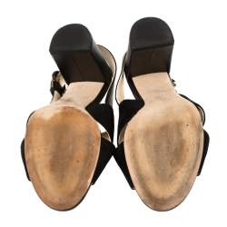 Pre Owned Tod's Black Suede and Leather Criss Cross Slingback Sandals Size 38.5