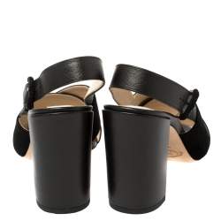 Pre Owned Tod's Black Suede and Leather Criss Cross Slingback Sandals Size 38.5