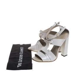 Tod's Light Grey Leather Ankle Strap Sandals Size 39
