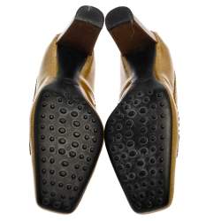 Pre Owned Tod's Yellow/Green Patent Leather Square Toe Loafer Pumps Size 38