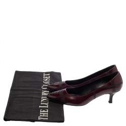 Tod's Burgundy Leather Embroidered Pointed Toe Pumps Size 38.5