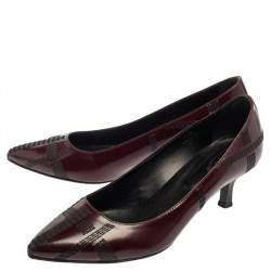Tod's Burgundy Leather Embroidered Pointed Toe Pumps Size 38.5