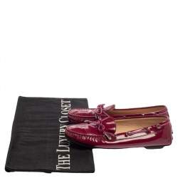Pre Owned Tod's Pink Patent Leather Bow Loafers Size 36.5