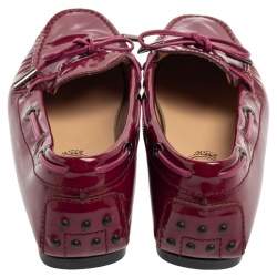 Pre Owned Tod's Pink Patent Leather Bow Loafers Size 36.5