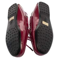 Pre Owned Tod's Pink Patent Leather Bow Loafers Size 36.5