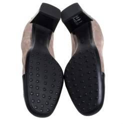 Tod's Grey Suede And Leather Metal Embellishment  Slip On Pumps Size 38.5
