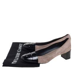 Tod's Grey Suede And Leather Metal Embellishment  Slip On Pumps Size 38.5