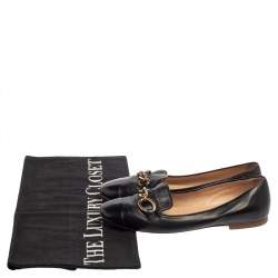 Pre Owned حذاء سليبرز تودز سموكينغ مزخرف سلسلة جلد أسود مقاس 39.5