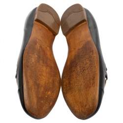 Pre Owned حذاء سليبرز تودز سموكينغ مزخرف سلسلة جلد أسود مقاس 39.5