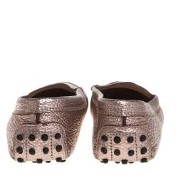 Tod's Rose Gold Leather Penny Loafers Size 37