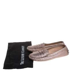 Tod's Rose Gold Leather Penny Loafers Size 37