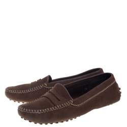 Pre Owned Tod's Brown Nubuck Penny Loafers Size 36
