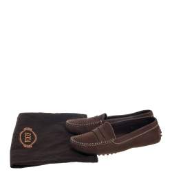 Pre Owned Tod's Brown Nubuck Penny Loafers Size 36