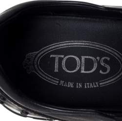 Pre Owned Tod's Black Leather Fringed Slip-On Sneakers Size 38