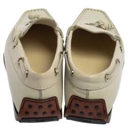 Tod's Off White Leather  Slip On  Loafers Size 40.5