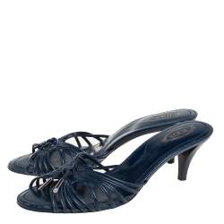 Tod's Blue Leather Open Toe Sandals Size 38.5